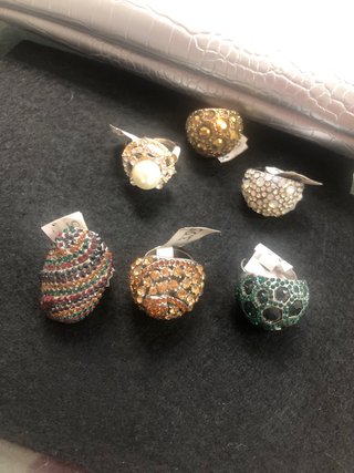 Lote 6 anillos ajustables con pedrería