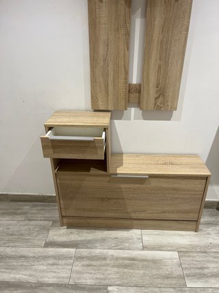 Mueble recibidor madera y metal