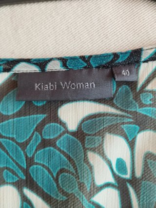 Blusa Kiabi Woman Talla M/40 Teal y Blanco