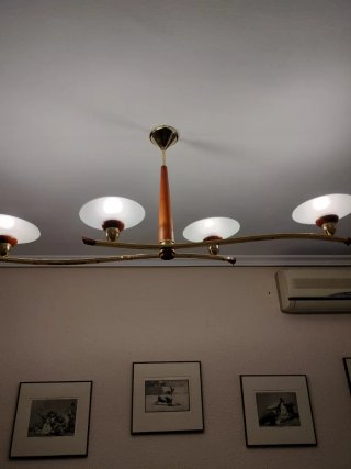 Lámpara de salón madera y metal