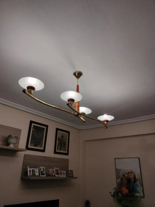 Lámpara de salón madera y metal