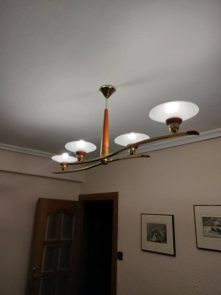 Lámpara de salón madera y metal