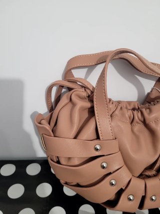 Bolso de mano y hombro beige/rosa