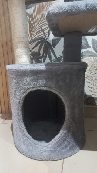 Árbol rascador para gatos gris