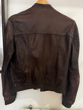 Cazadora Cuero Massimo Dutti Marrón