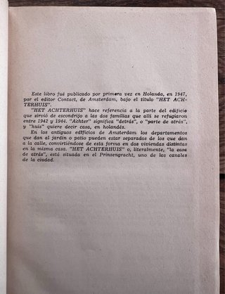 Las habitaciones de atrás. Anne Frank