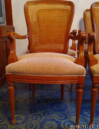 4 Sillones Clásicos Madera Roble y Rejilla
