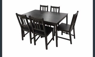 Mesa comedor con 6 sillas negras