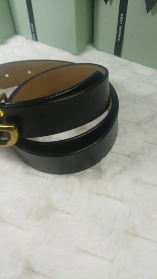 Cinturón Piel Negro Hebilla GG Dorado 95cm