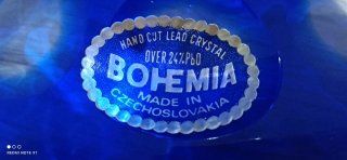 Lote 3 pies lámpara cristal Bohemia azul