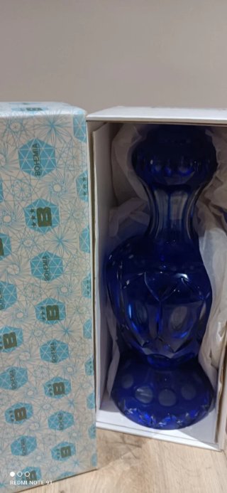 Lote 3 pies lámpara cristal Bohemia azul