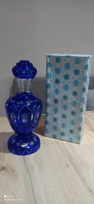 Lote 3 pies lámpara cristal Bohemia azul