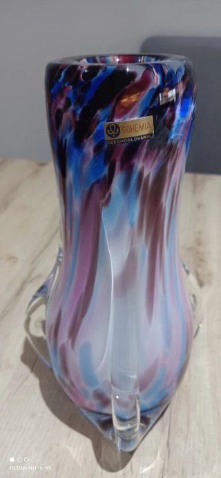 Lote 3 pies lámpara cristal Bohemia azul