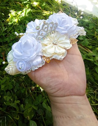 Tiara/Fita de Cabelo Batizado Bebé Branca
