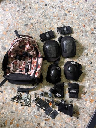 Mochila skate, protecciones y recambios