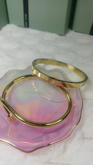 Conjunto 2 Brazaletes Chapado Oro 18k