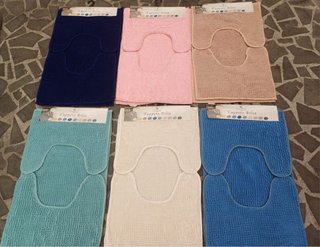 Tris Tappeti Bagno Blu e Rosa