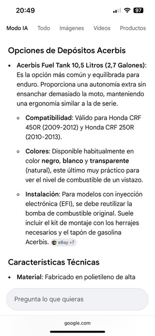 Depósito Acerbis Honda CRF450/250