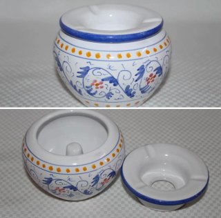 Posacenere 2 pezzi ceramica decorata