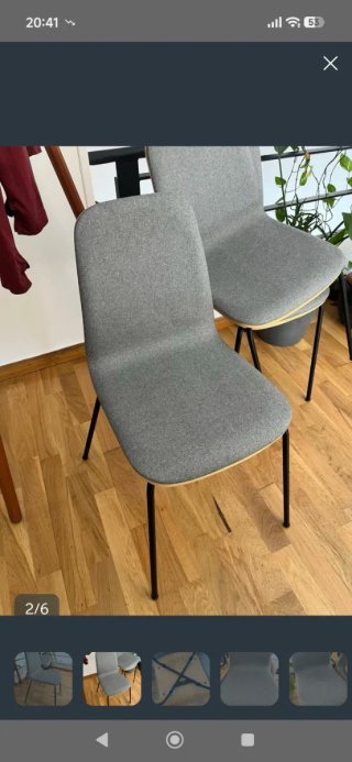3 Sillas Tapizadas Madera y Metal