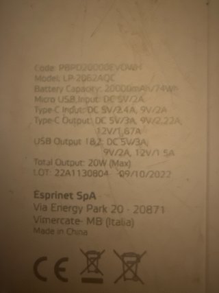 Batería Externa Celly 20W