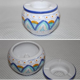 Posacenere ceramica decorato 2 pezzi