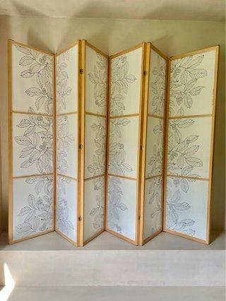 2 Biombos Decorativos Madera y tela
