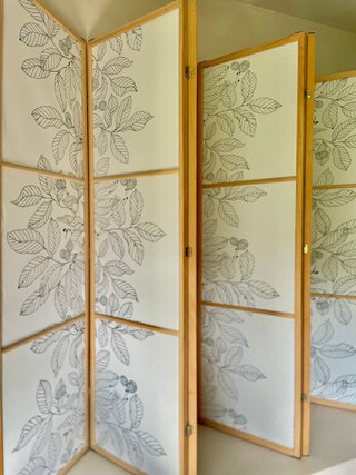 2 Biombos Decorativos Madera y tela