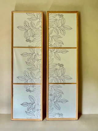2 Biombos Decorativos Madera y tela
