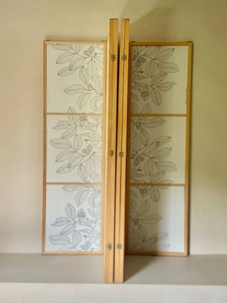 2 Biombos Decorativos Madera y tela