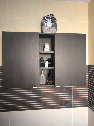Mueble de baño madera y cristal