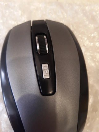 OF- Ratón inalámbrico negro y gris para ordenador.