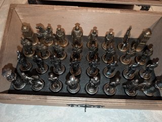 Tablero Ajedrez Mármol con Piezas Metal
