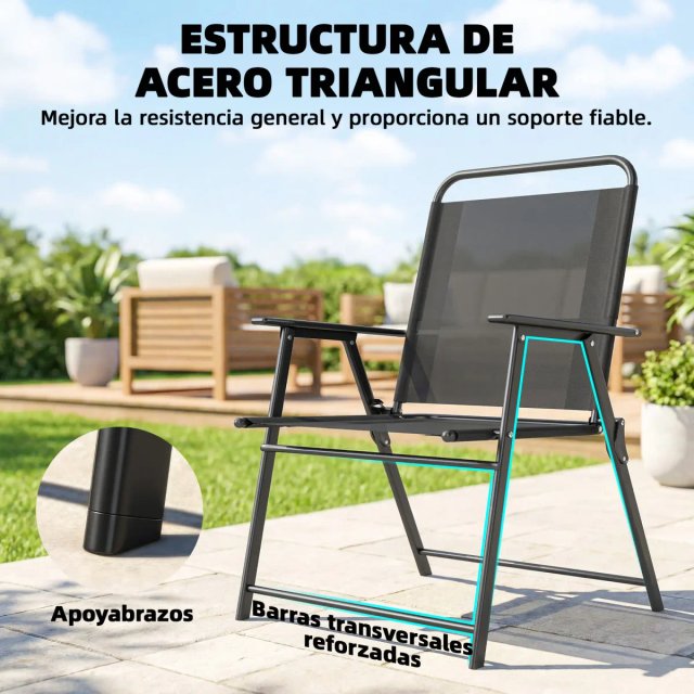 Pack 4 Sillas Camping Plegables Respaldo