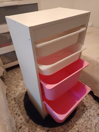 Mueble Almacenaje Infantil Rosa y Blanco