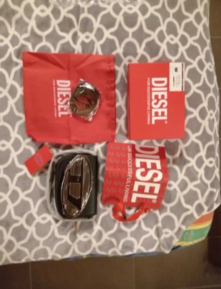 Borsa Diesel nuova nera con logo argento