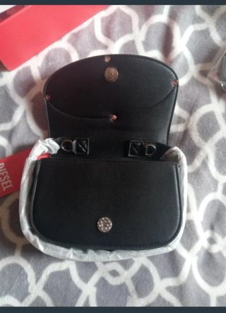 Borsa Diesel nuova nera con logo argento