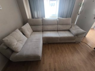 Sofá Chaise Longue 275cm Tela Beige