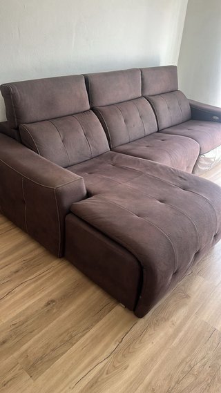Sofá modular marrón tela y piel