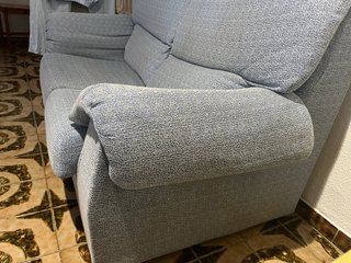 Sofá de 2 plazas tela gris y azul