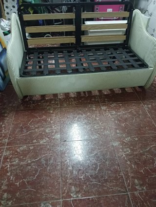Sofá Cama Tela Cuadros Verde/Blanco