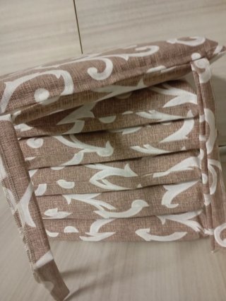 Set 6 Cuscini per Sedia Beige/Bianco