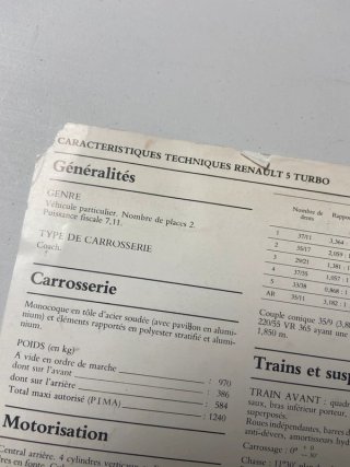 Catálogo Renault 5 Turbo Años 80