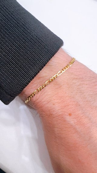Bracciale Figaro 3+1 in fantasia oro 18kt 750