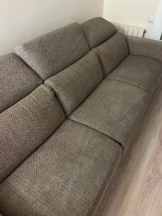 Sofá Eléctrico Reclinable Tela Beige/Gris