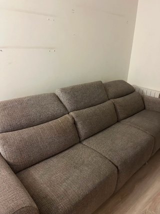 Sofá Eléctrico Reclinable Tela Beige/Gris