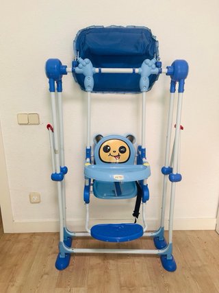 Columpio para bebé con capota azul