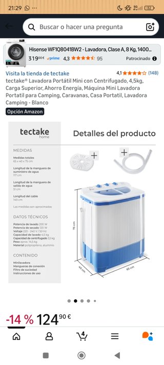 Lavadora portátil mini con centrifugado