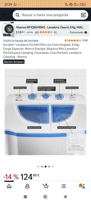 Lavadora portátil mini con centrifugado