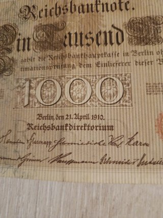 Billete 1000 Reichsbanknote 1910